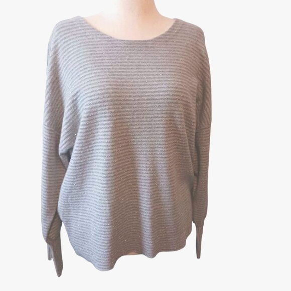 NEW Alfani Shine-Striped Pullover Sweater in Heather Sterling/Grey Size‎ XL - Picture 1 of 12